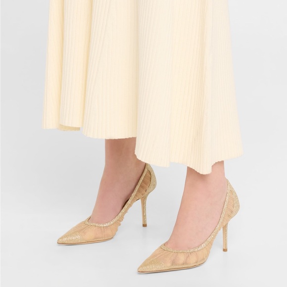 Jimmy Choo Love 85mm Glitter Tulle Pumps - Picture 2 of 6